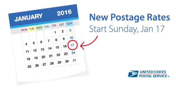 USPS Announces Postage Rate Increase – Starts January 17, 2016