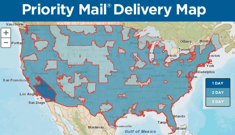 New USPS Tool:  Priority Mail Delivery Map